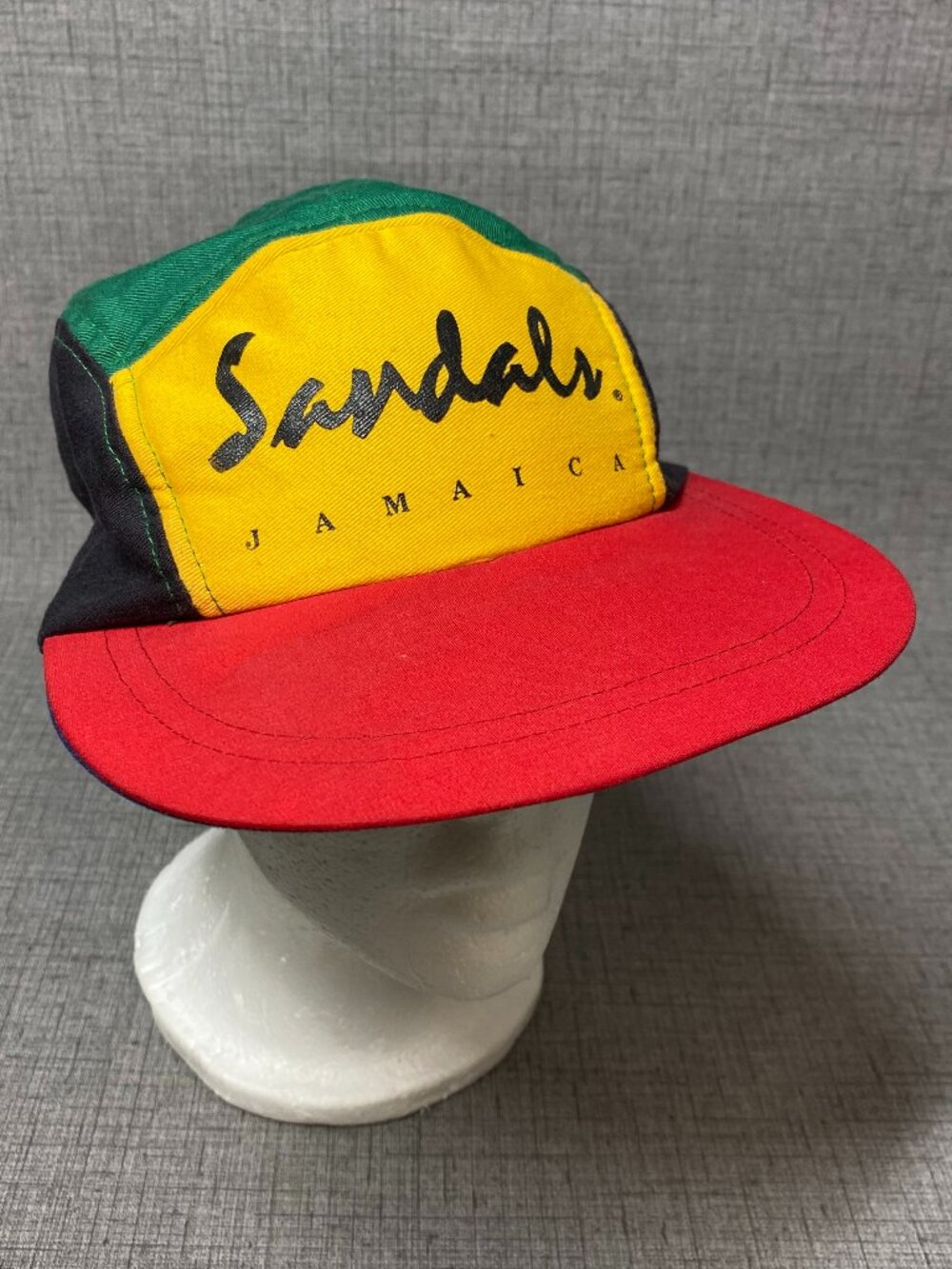 1980's RARE VTG 5 Panel Hat Snapback Cap Jamaica Sandals Cool Travel Souvenir
